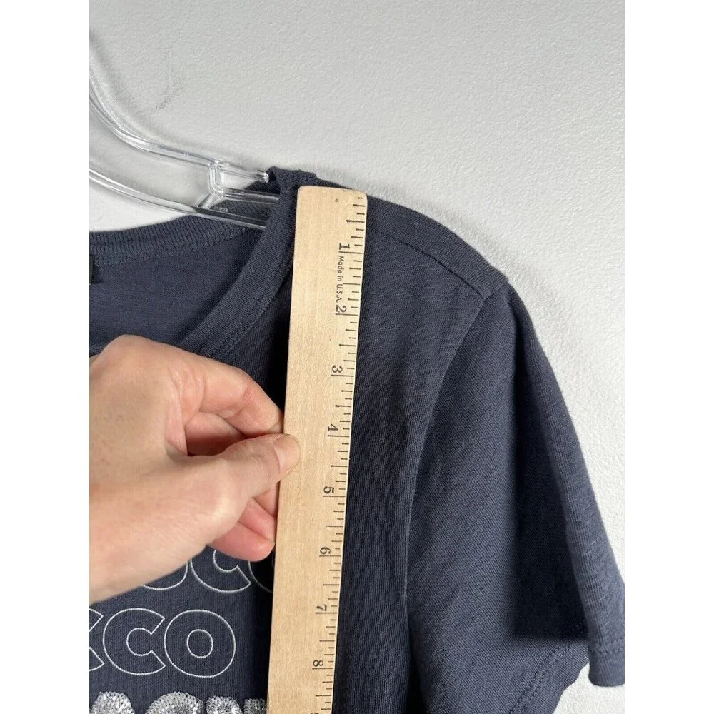 J. Crew Womens Shirt Blue Size XS 100% Cotton Champagne Logo Sequin Short Sleeve